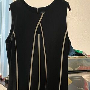 Black Sleeveless Dress with White Accents